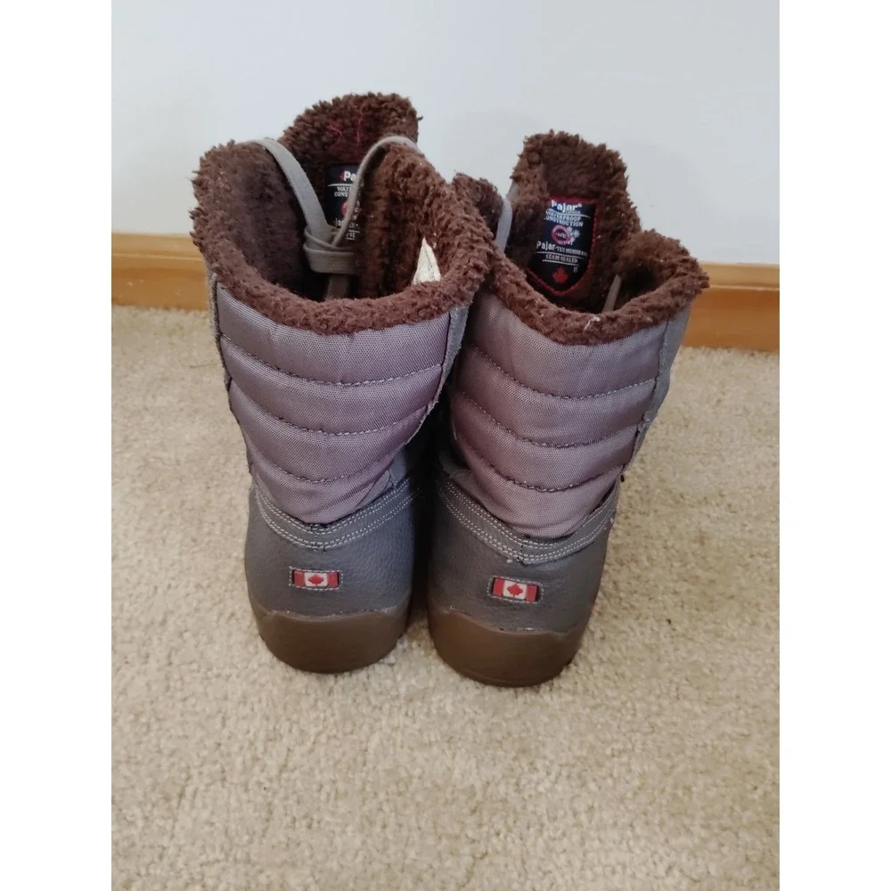 EUC-Pajar Women 10-10.5 Gray Suede Leather Winter Snow Hiking Boot Warm Fur Trim